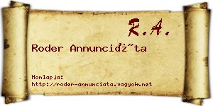 Roder Annunciáta névjegykártya